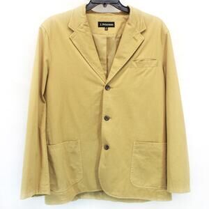 J.Peterman Yellow Blazer Men's 100% Cotton Jacket Lining Pocket Outdoor Size 44